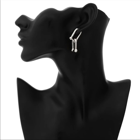 NEW 925 STERLING SILVER LOCK CLIP PUNK EARRINGS - Picture 3 of 6